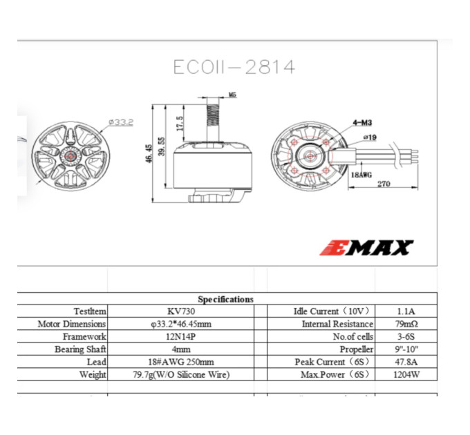 Двигун для дрона Emax ECO II 2814 730KV (0101096040)
