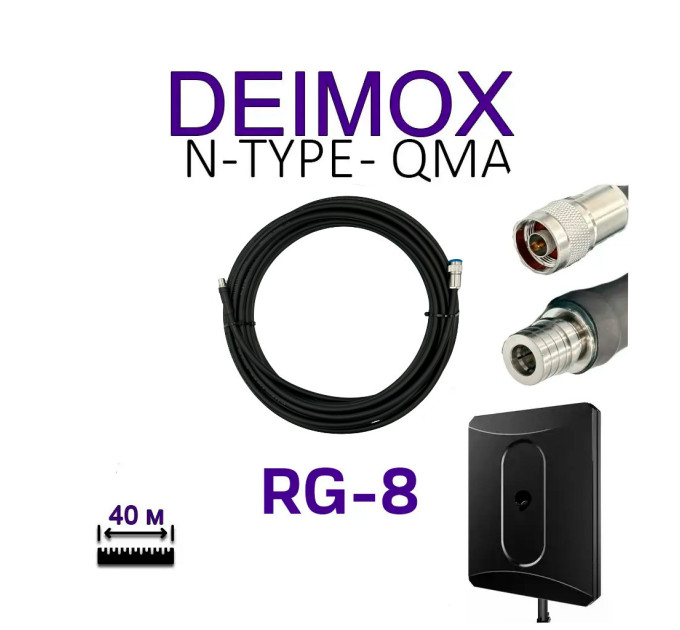 Кабель для дрона ALIENTECH RG8 для Deimox, QMA -N-type (2 шт по 35м) (RG8-Q-JW/N-JW-35)