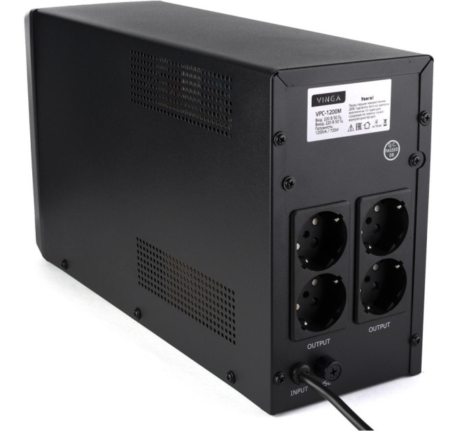 Пристрій безперебійного живлення Vinga LCD 1200VA metal case (VPC-1200M)