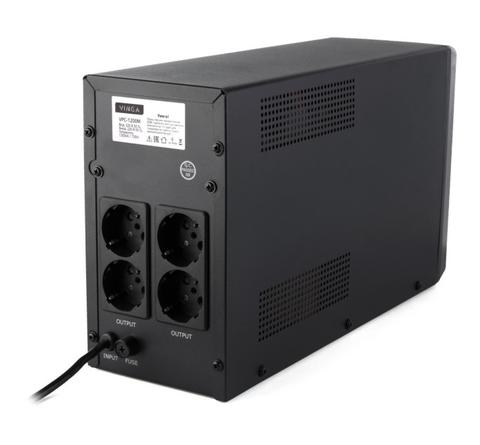 Пристрій безперебійного живлення Vinga LCD 1200VA metal case (VPC-1200M)