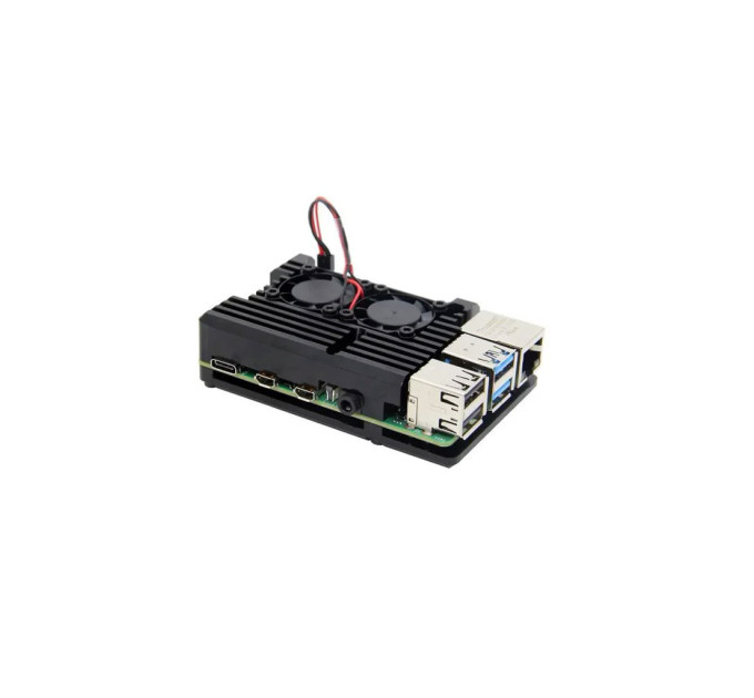 Додаткове обладнання для Мікро ПК Raspberry Pi радіатор для 4B алюмінієвий з 2 кулерами (RA503)
