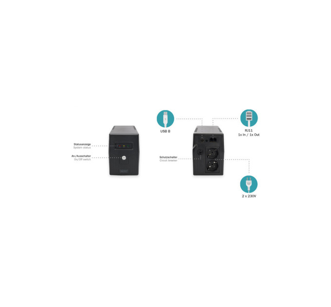 Пристрій безперебійного живлення Digitus 600VA DN-170063 (DN-170063)