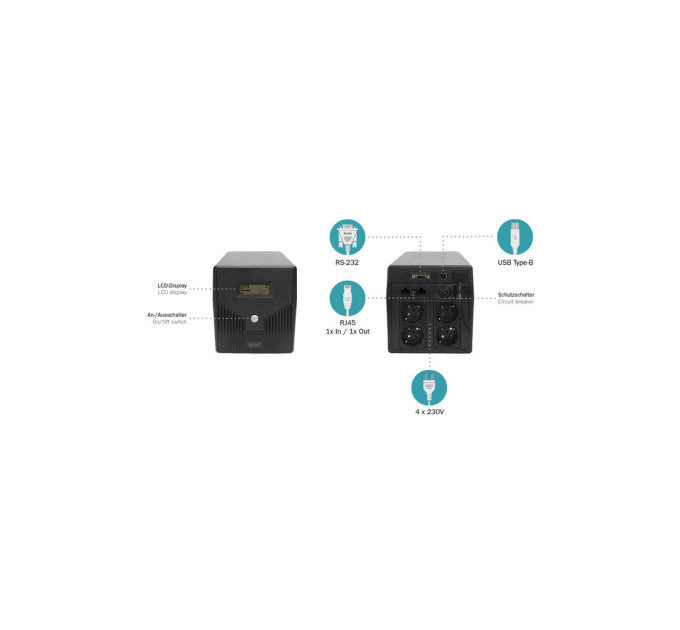 Пристрій безперебійного живлення Digitus 1000VA DN-170074 (DN-170074)