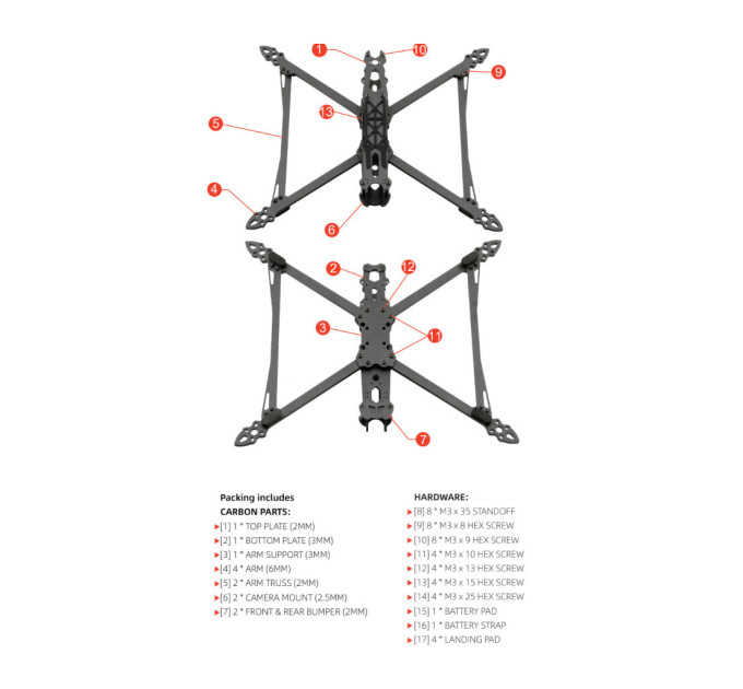 Рама для дрона Hobbyporter M4-9 (HP0215.0007)
