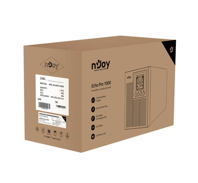 Пристрій безперебійного живлення nJoy Echo Pro 1000VA USB (UPOL-OL100EP-CG01B)