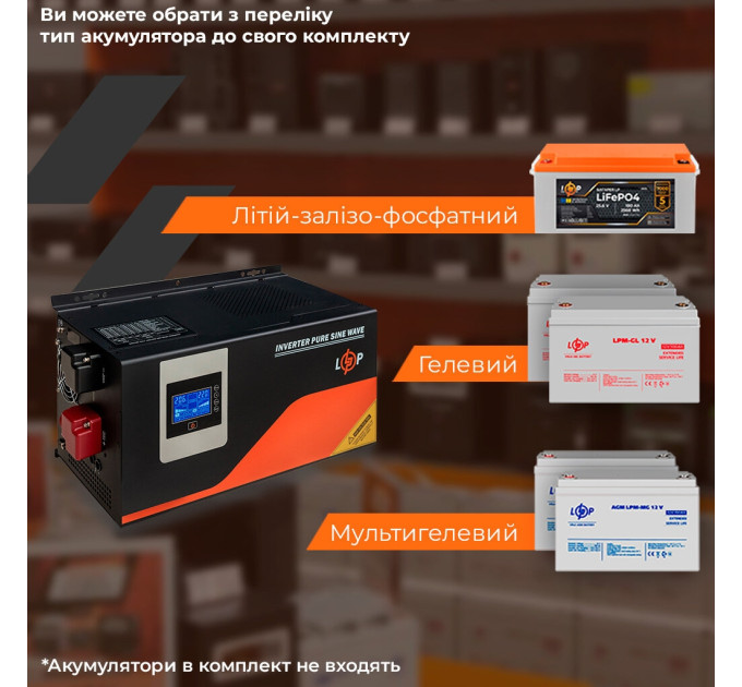 Пристрій безперебійного живлення LogicPower LPM- PSW-4500VA, 3000W, MPPT (30289)