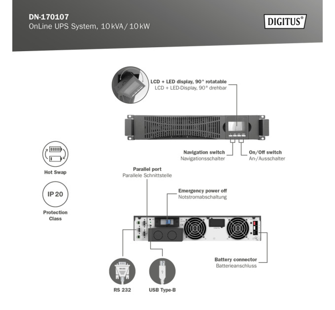 Пристрій безперебійного живлення Digitus 10000VA DN-170107 (DN-170107)