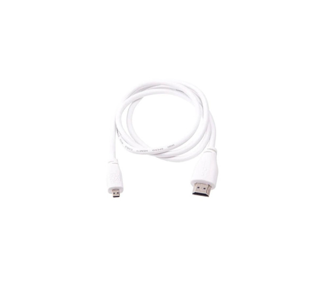 Додаткове обладнання для Мікро ПК Raspberry Pi Кабель microHDMI-HDMI для Raspberry Pi 1м офіційний білий (SC0358)