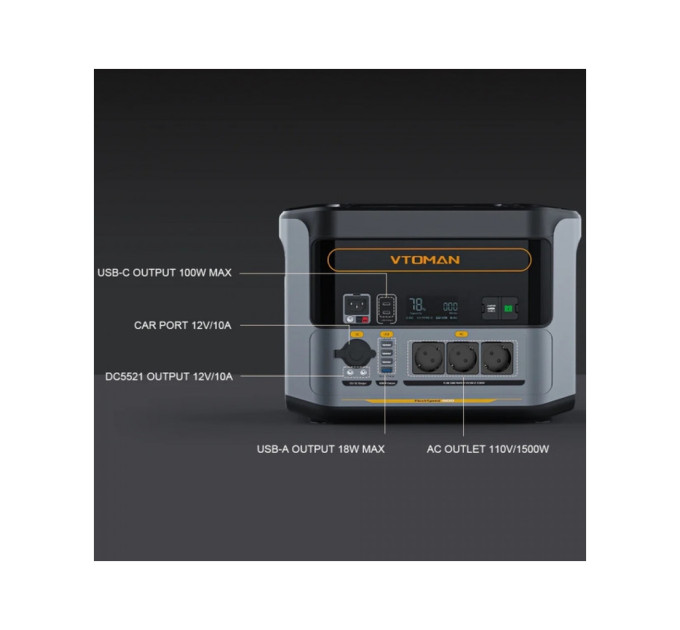 Зарядна станція Vtoman FlashSpeed 1500 PB-58 1500W 1548Wh (FlashSpeed 1500)