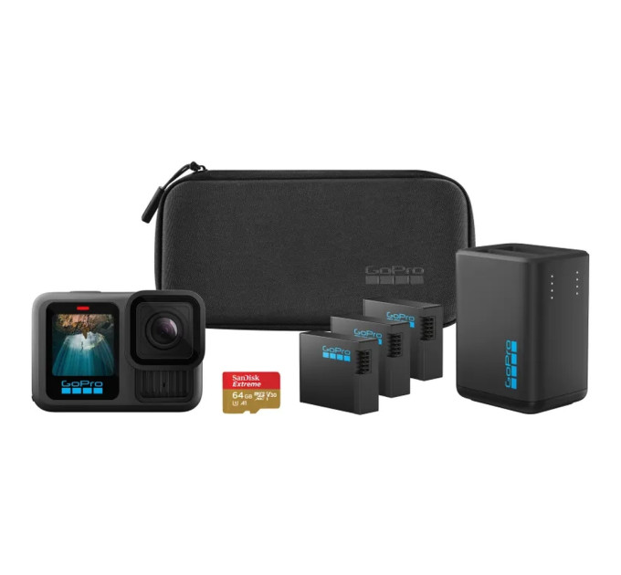 Екшн-камера GoPro HERO13 Black + 3 Enduro Batteries + SD Card + Dual Battery Charger + Case (CHDRB-134-RW)