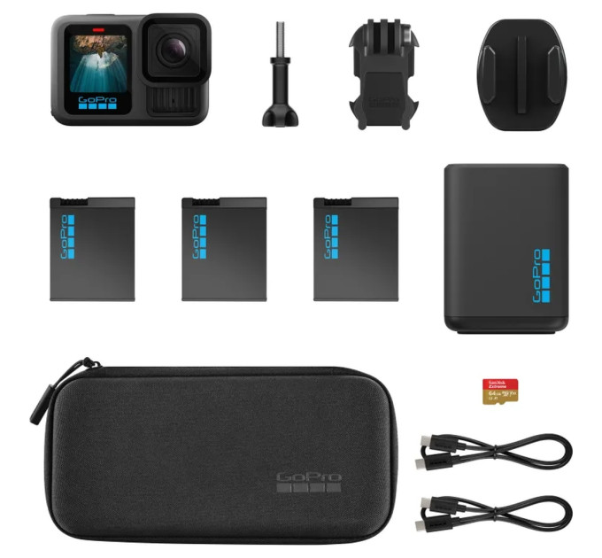 Екшн-камера GoPro HERO13 Black + 3 Enduro Batteries + SD Card + Dual Battery Charger + Case (CHDRB-134-RW)