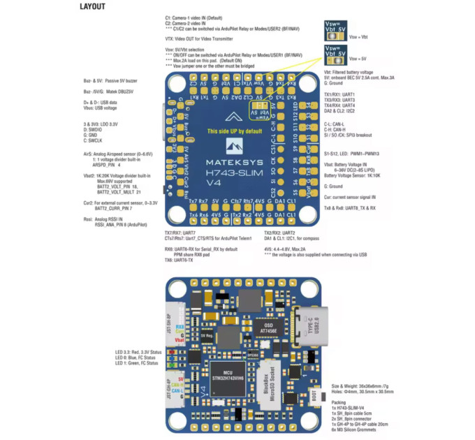 Політний контролер (FC) MATEK H743-SLIM-V4 (H743SLIMV4)