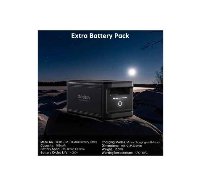 Зарядна станція Choetech 1800W 1536Wh (BS065-BQB)